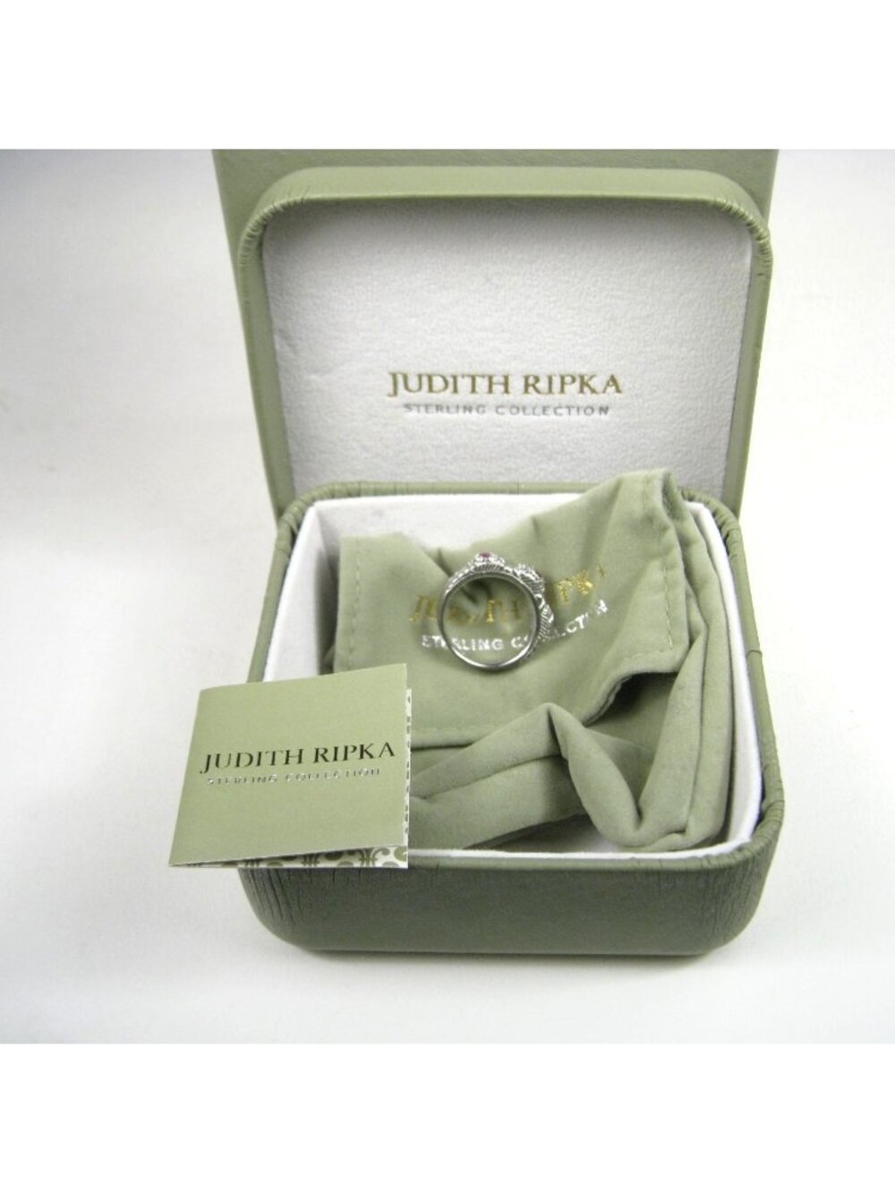 Judith Ripka 925 Sterling Silver Lab Created Ruby Ring Size 8 Box Thailand 5g